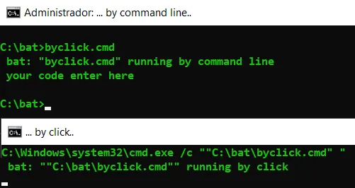 1st by click & 2nd by command line
