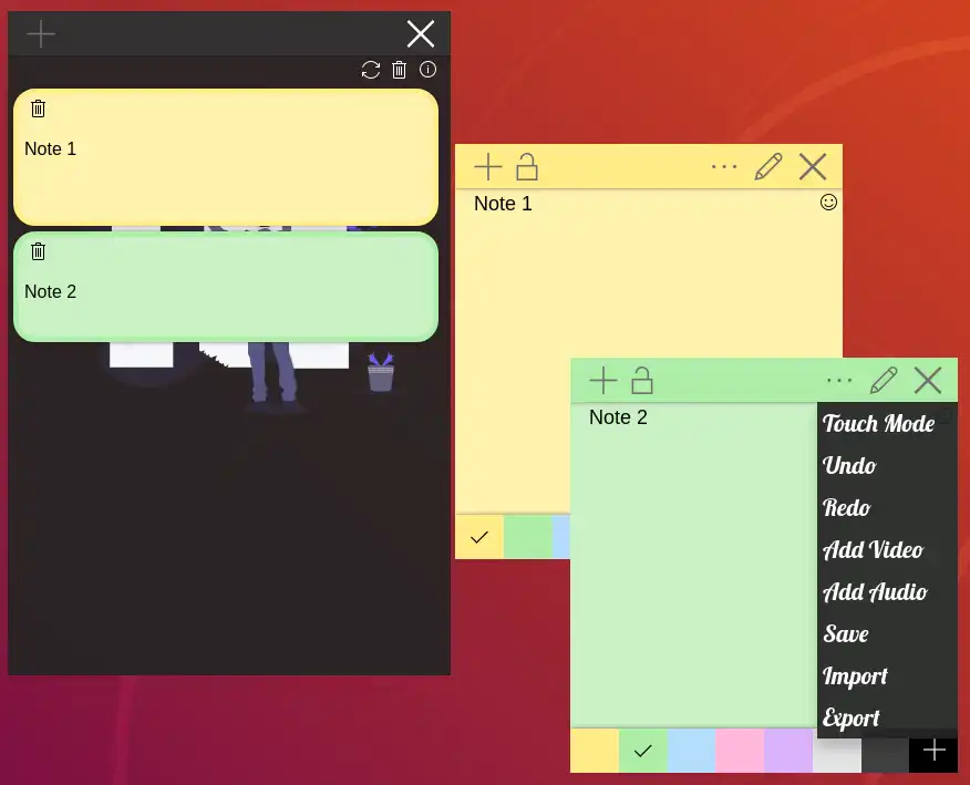 Screenshot of stickynotes