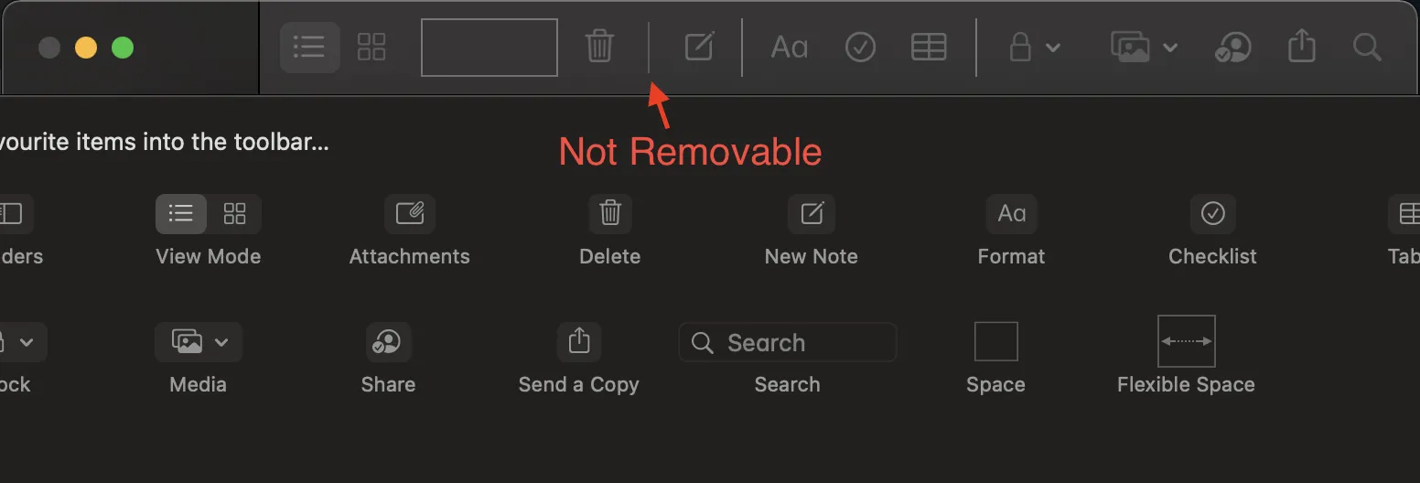 Notes.app Customizable Toolbar
