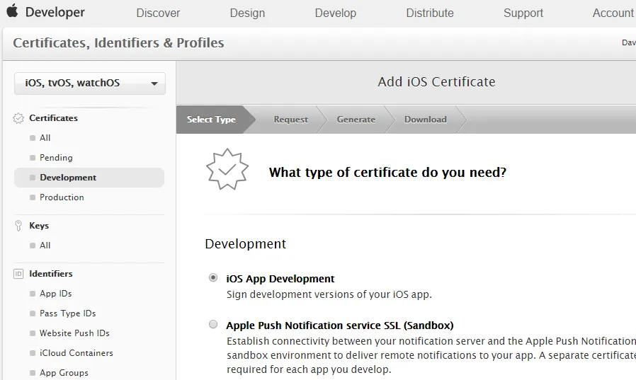 Dev Portal Add Dev Certificate