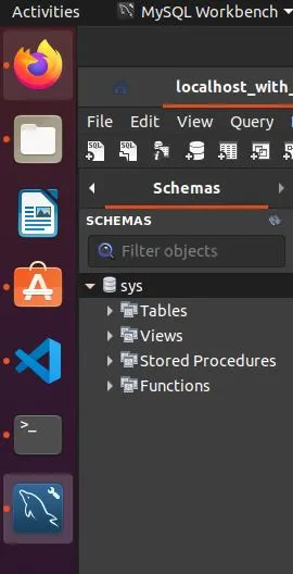 Schema menu with databases