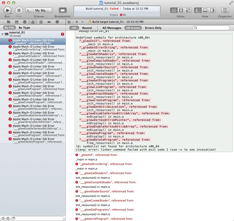 Xcode error: Apple Mach-O Linker (Id) Error Undefined symbols for architecture x86_64