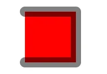 Red square with stroke on three sides