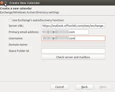 Configure the exchange settings
