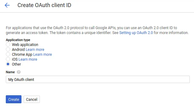 Create OAuth client ID