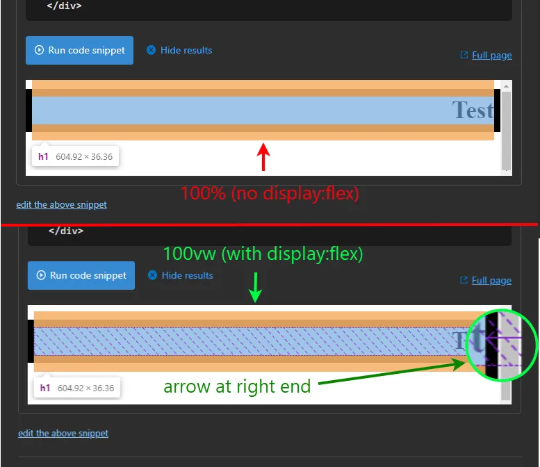 100vw vs 100% visual difference