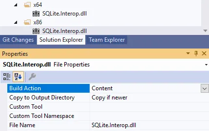 Including sqlite.interop.dll in wpf clickonce app