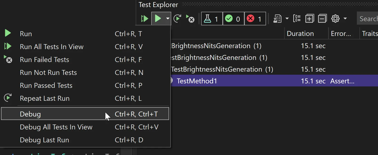 from test explorer, select Debug, instead of Run