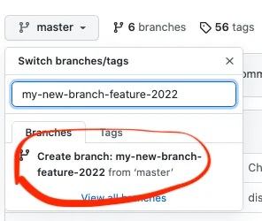 github web create branch