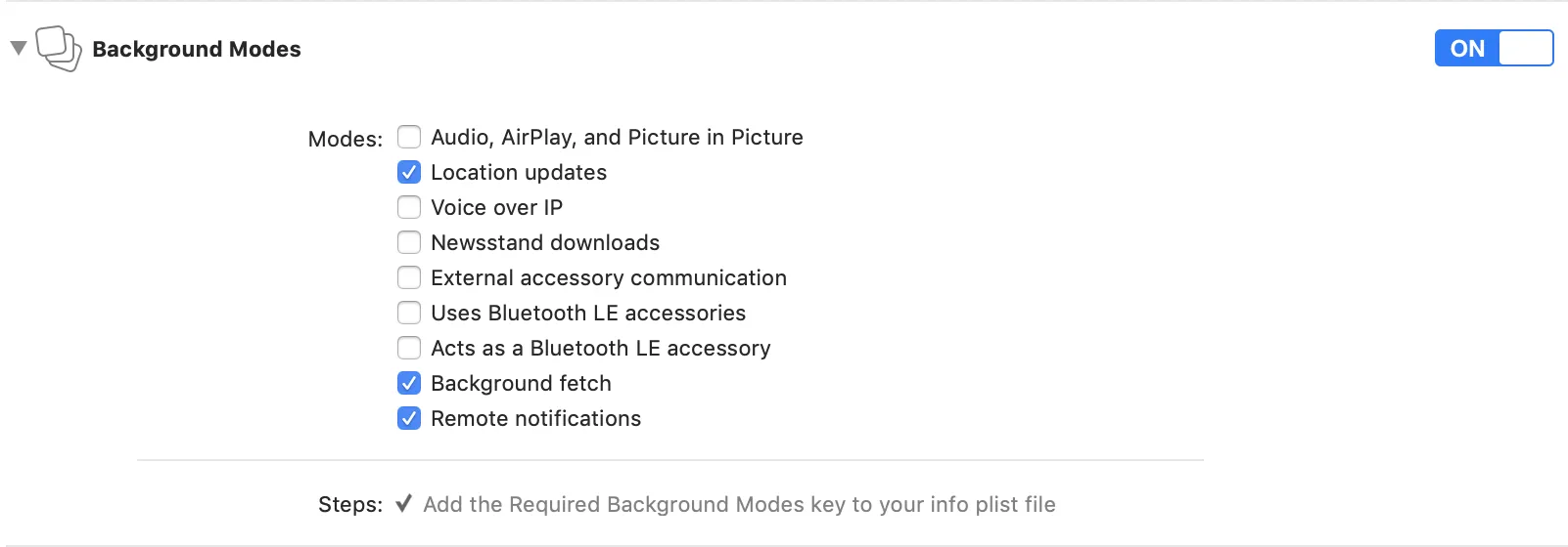 Background Modes Options