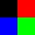 a black, red, blue and green pixel in a two by two array of pixels.