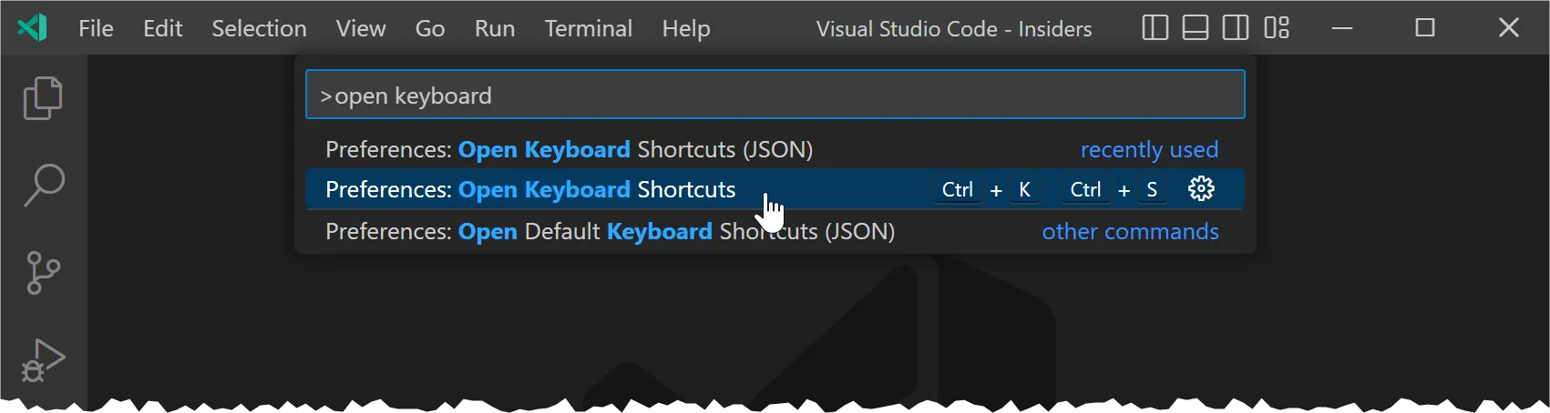 Open Keyboard Shortcuts