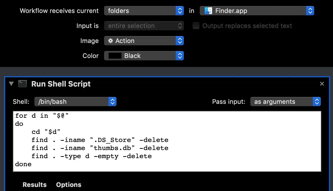 Working Automator shell script