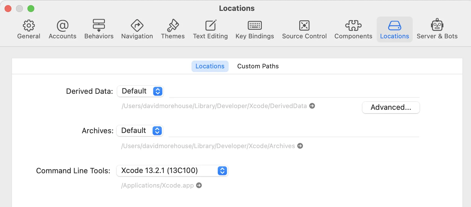 XCode Preferences > Locations > Command Line Tools