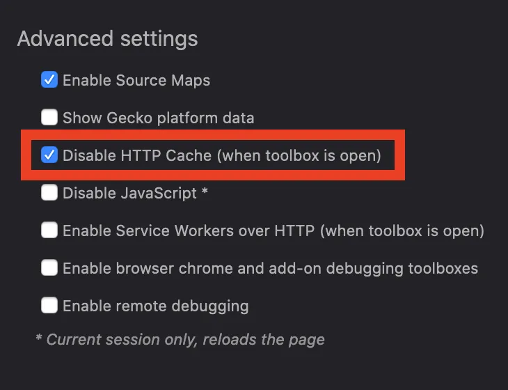 Mozilla Web Dev Tool Settings