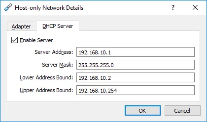 网络详细信息：DHCP服务器设置