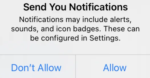 Allow notifications request alert