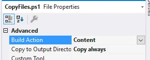 Also, it is possible to set the file as Content | Copy always