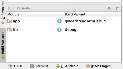 build variants pane