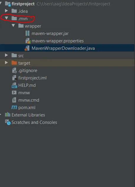 IntelliJ IDE项目侧边栏的屏幕截图