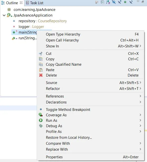 Image reference for Running Main method