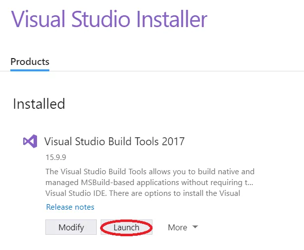启动 Visual Studio Build 工具