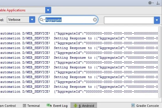 我已经对我的logcat进行了"Aggregate"搜索和过滤