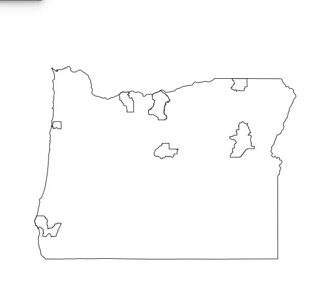 选定地域的俄勒冈州地图