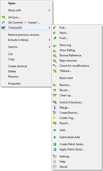 Context Menu from tortoisegit.googlecode.com/git/doc/images/en/ContextMenuDirControl.png