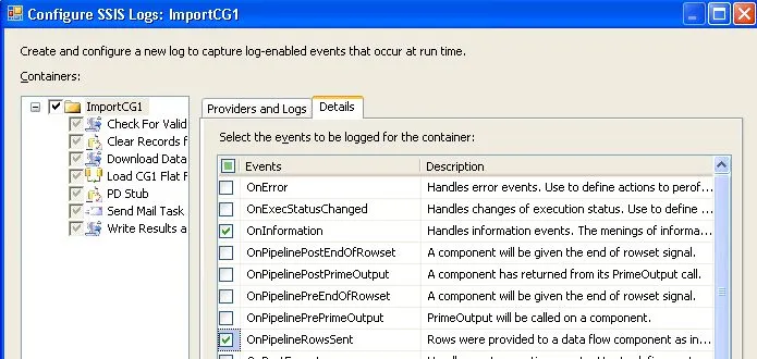 SSIS Log - For entire package