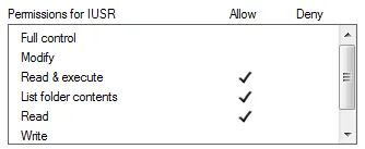 IUSR permissions