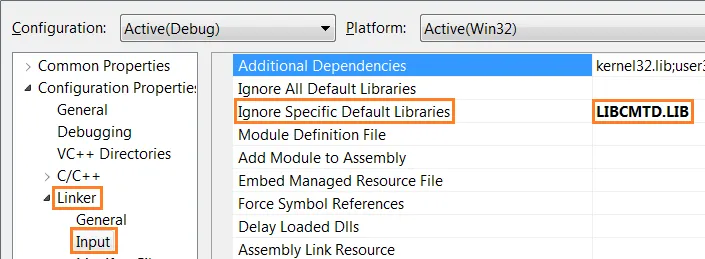 Ignoring Default Libs in Visual Studio