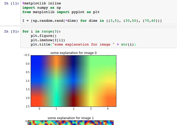 Jupyter notebook showing images with titles
