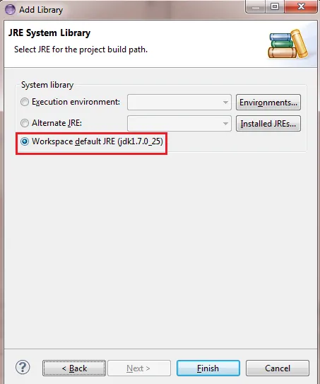 Set JRE system library to JDK