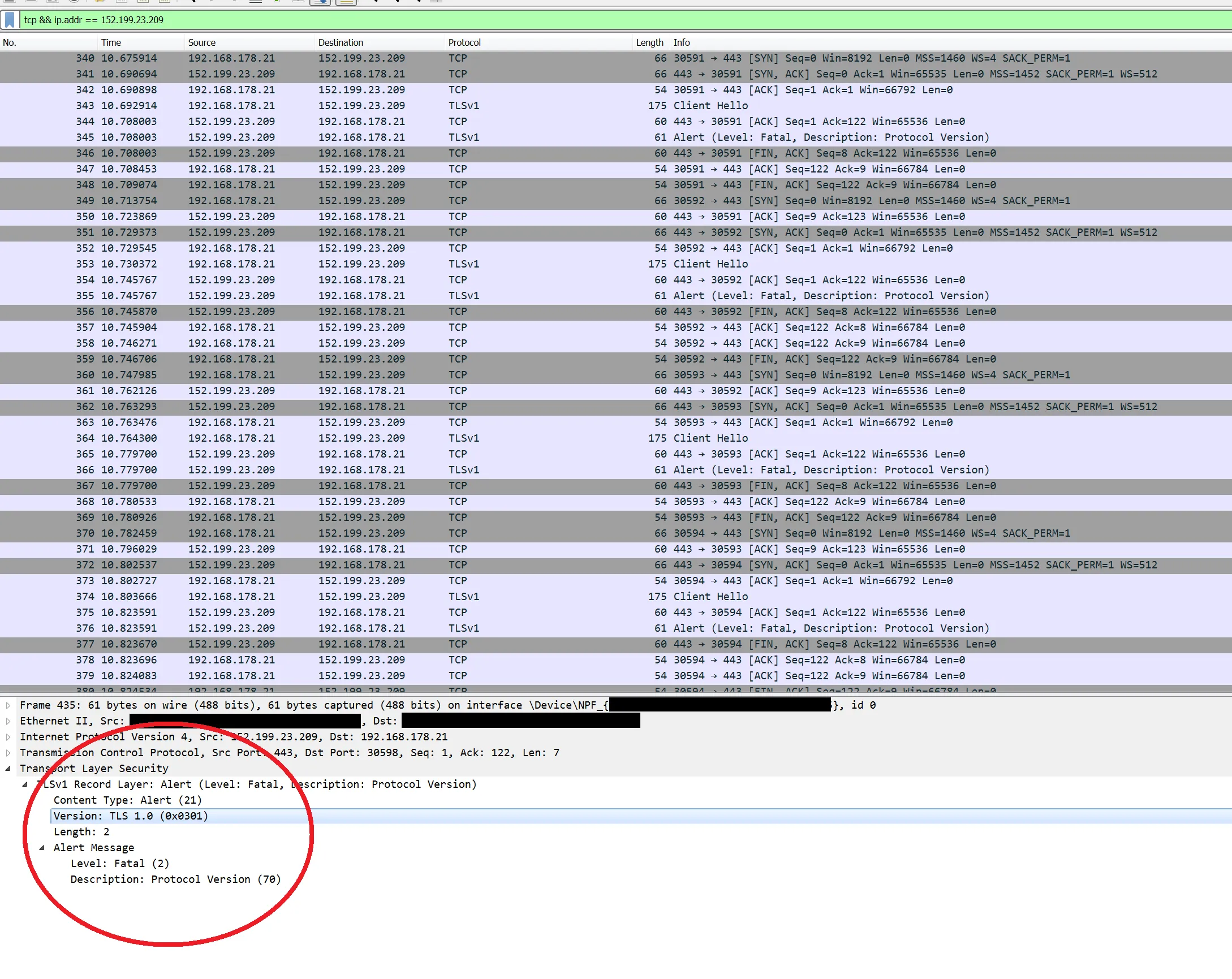 wireshark failing