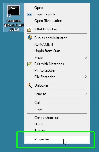 screenshot change shortcut properties