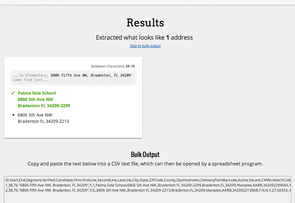 LiveAddress extraction example