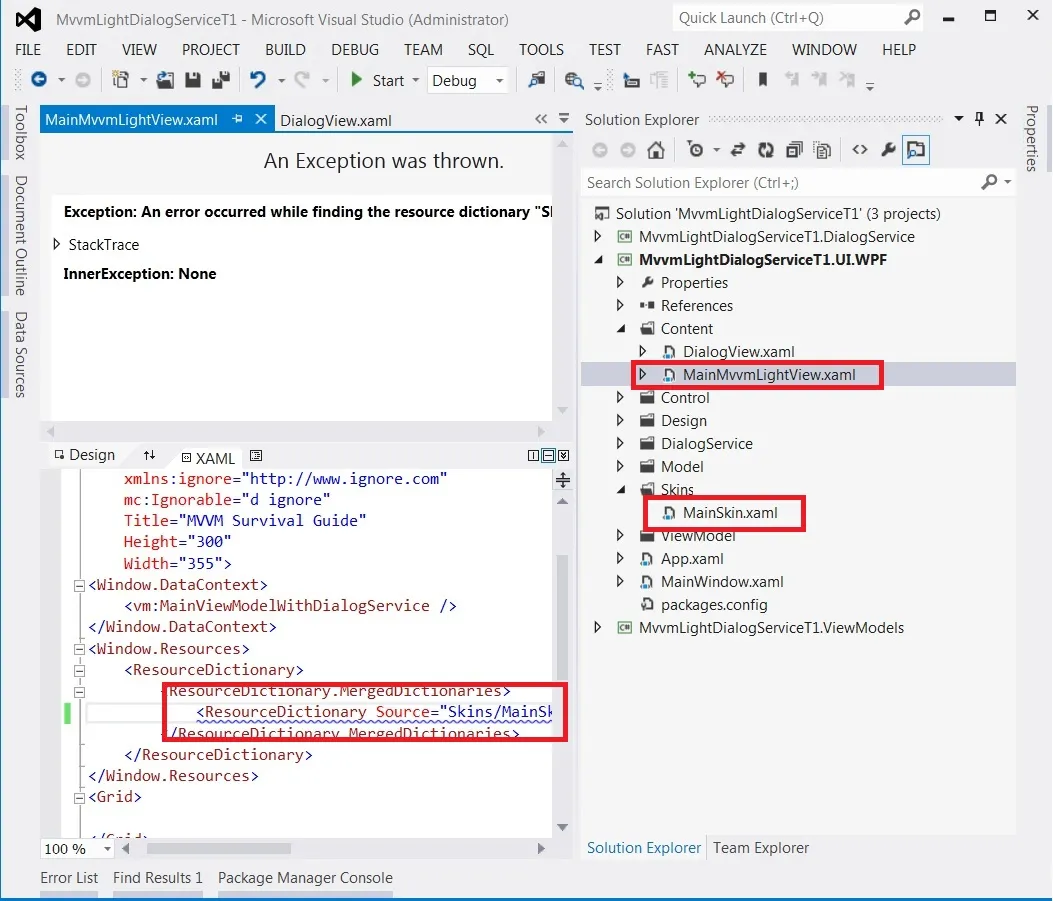 VS 2013 Wpf Project Showing the error with respect to resources