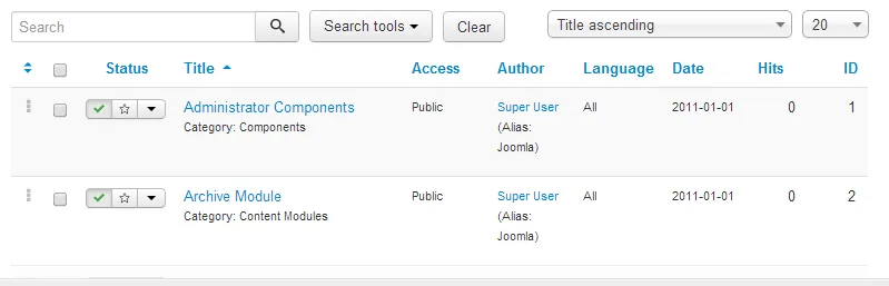 JModelLegacy example