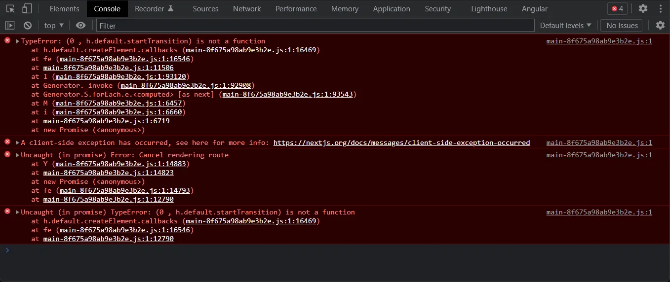 Console error log screenshot