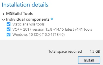 The modules you need for c++ compiler