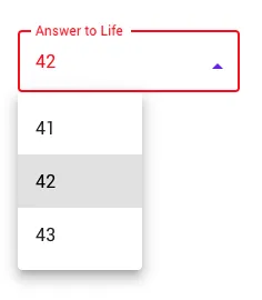 mdc-select with purple dropdown arrow