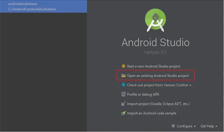 Android Studio的入口屏幕