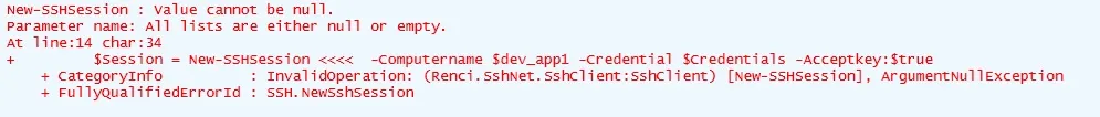 Posh-SSH script result