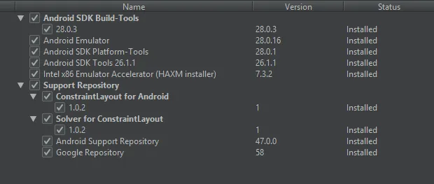 已安装的 Android SDK 工具