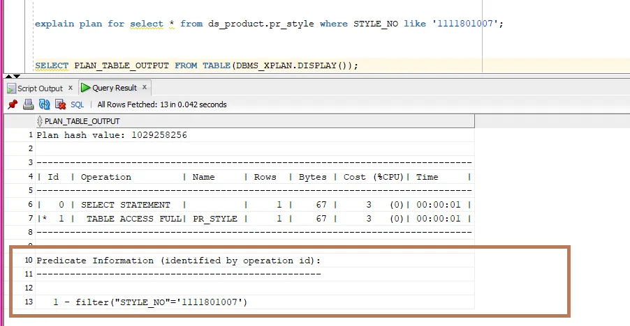 like clause without % query execution plan