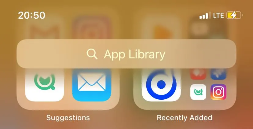 iOS 14 app library blur header