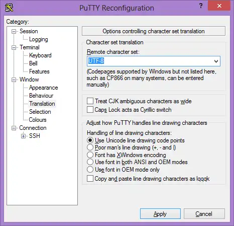 PuTTY Reconfiguration