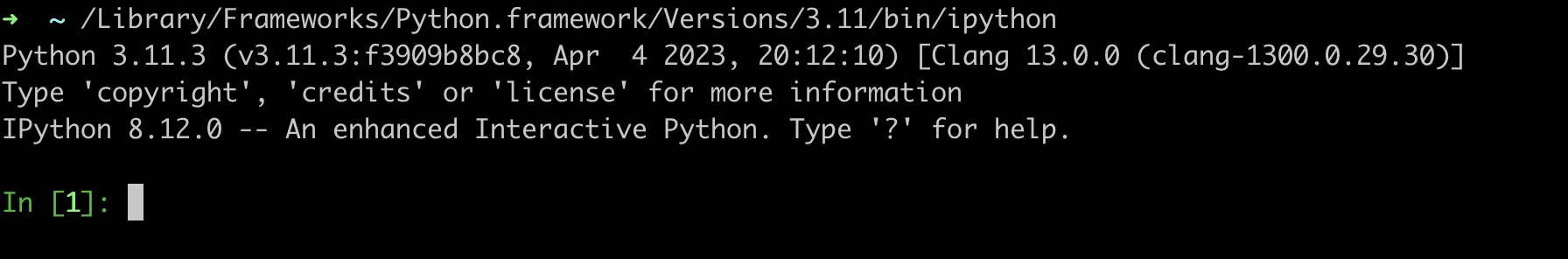 console screenshot of ipython