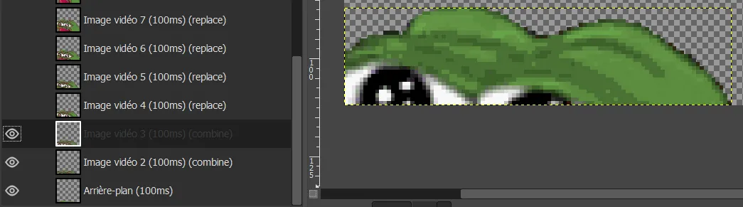PeepoCreepo gif frames in gimp